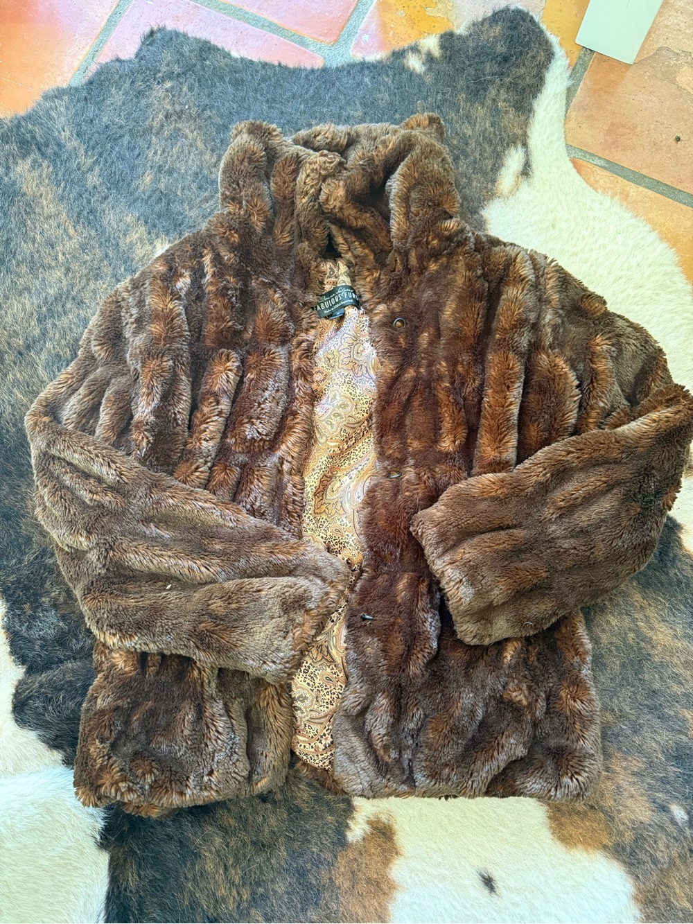 Vintage Fabulous Furs Brown Faux Fur Jacket